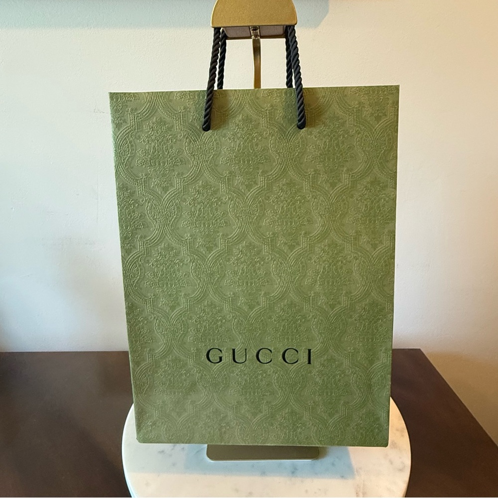 Gucci Green Embossed Shopping Bag